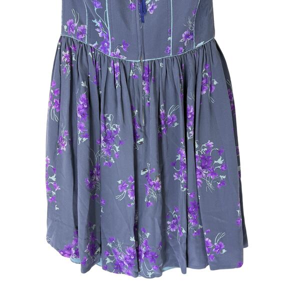 Rebecca Taylor Lily Dress Blue Purple 100% Silk Strapless Boho Mini Dress Size 4 - Picture 6 of 9